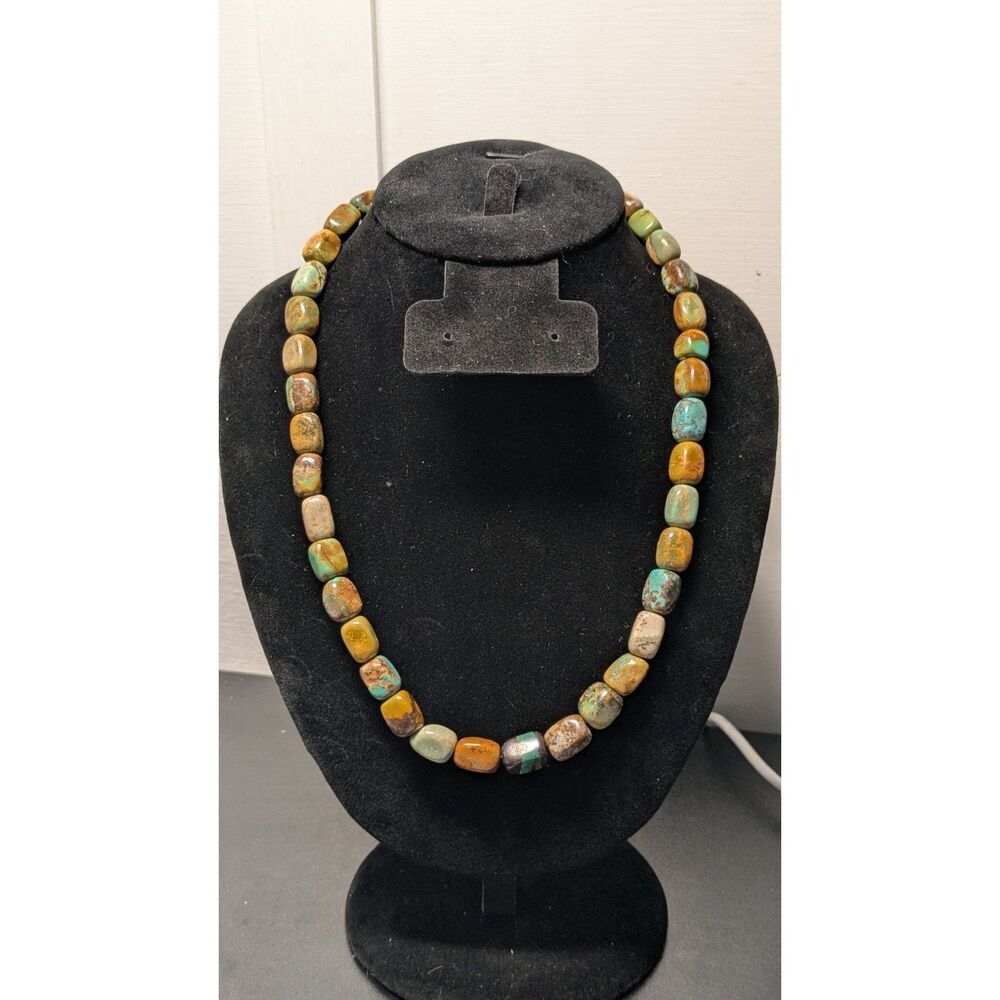Kingman Turquoise/Turquoise In Matrix Rhodium over Sterling Silver 18” Necklace